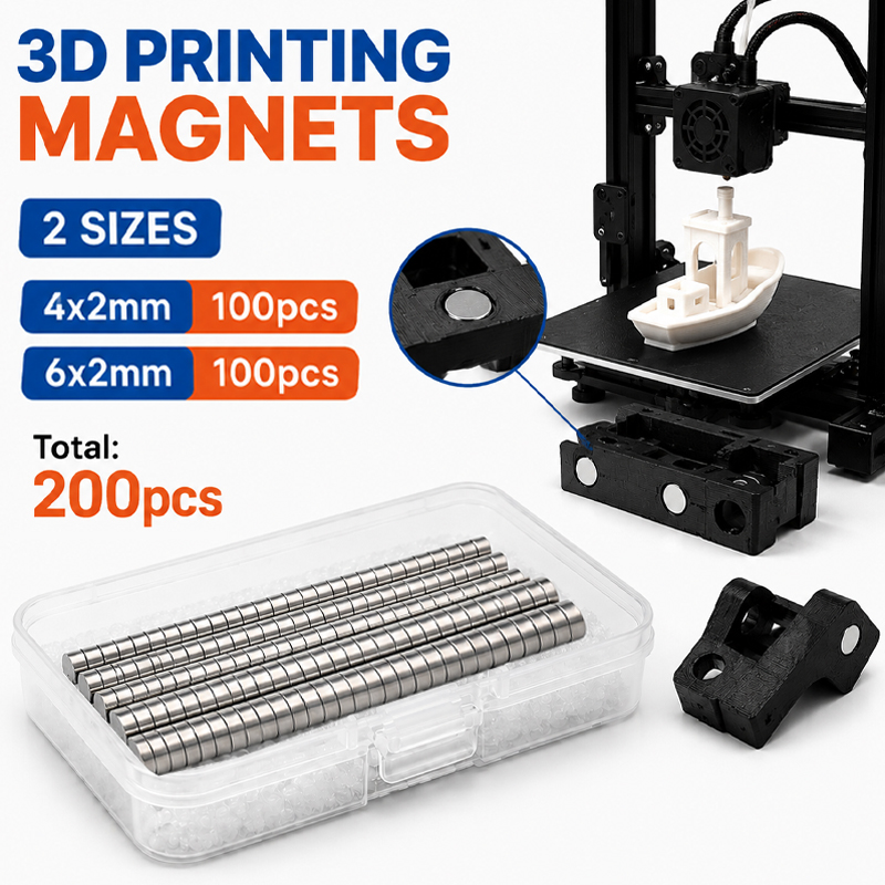 3D Printing Bambu Lab - Kit d'aimants d'impression 3D 200 pièces/boîte