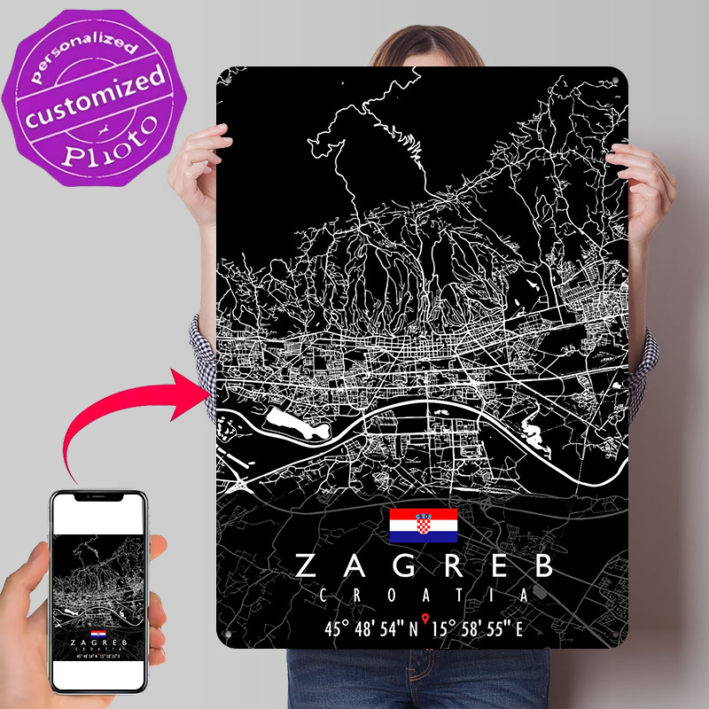 Affiche ZAGREB MAP CROATIA, pa - 3D Printing Zagreb avis et prix