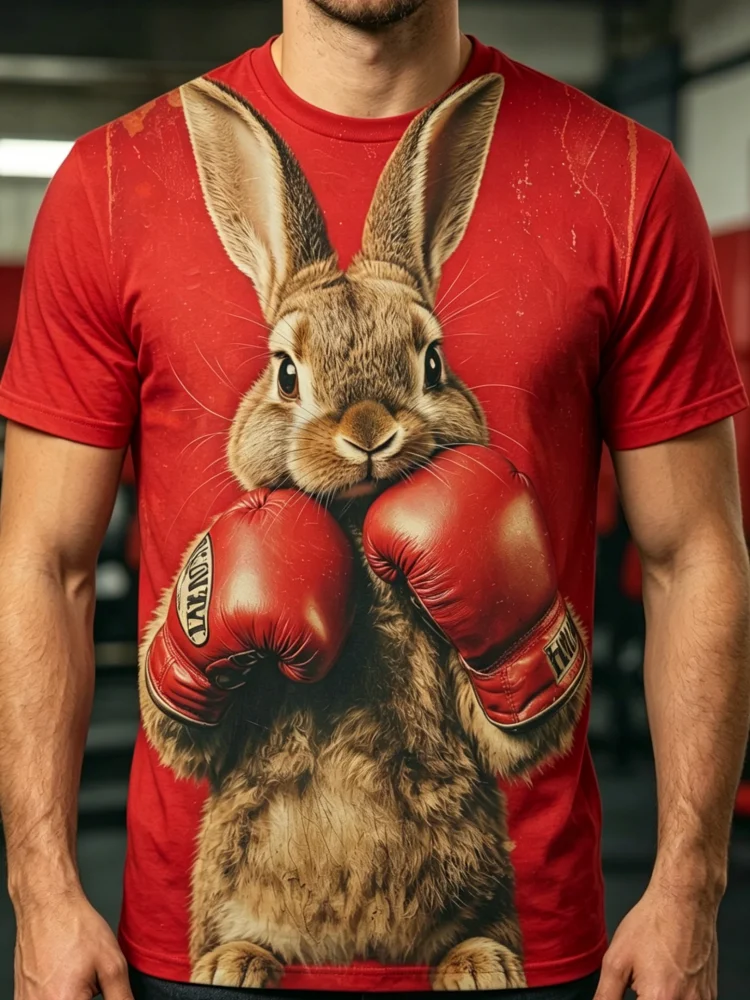 T-shirt Homme Imprimé Lapin Bo - 3D Printing Rabbit avis et prix